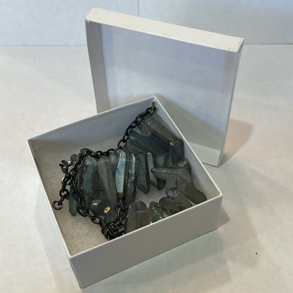 GRAY SMOKEY QUARTZ  SPIKE CRYSTALS HAND MADE‎ NECKLACE - Picture 7 of 9